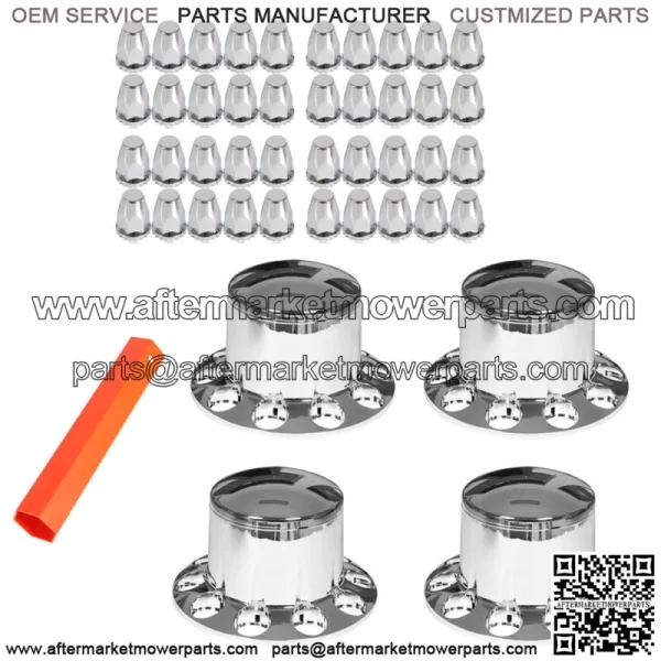 Set of 4 Rear Chrome Wheel Axle Hub Cover Kit Semi 33MM Nut Covers ABS Plastic - Image 3