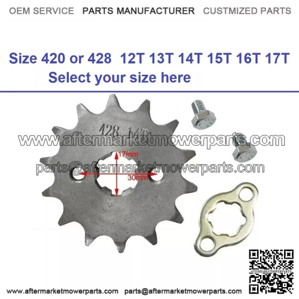 Engine Sprocket 17mm Front Chain 420 428 12T 14T 15T 16T 17T Pit Dirt Bike ATV