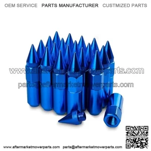 6061 aluminum 90MM pointed nut M12*1.5# blue
