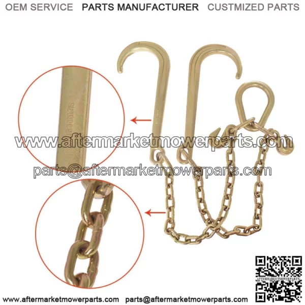 Tow Chain J-Hooks V-Chain Flatbed Truck Rollback Wrecker Carrier 5/16" X 2' G70 - Image 3