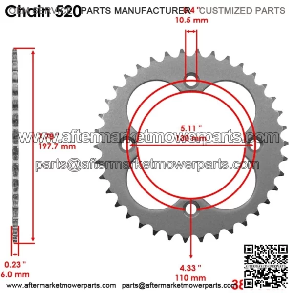 Drive Chain & Sprockets Kit for Honda TRX450R TRX450ER 2006-2014 (For: Honda) - Image 4