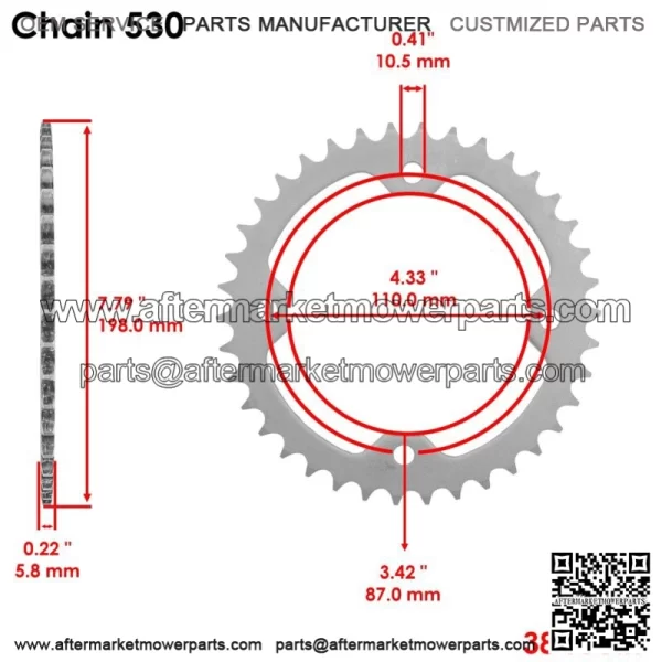 Drive Chain & Sprockets Kit for Yamaha Raptor 700 YFM700R 2006 2007 2008-2016 (For: Yamaha Raptor 700) - Image 4