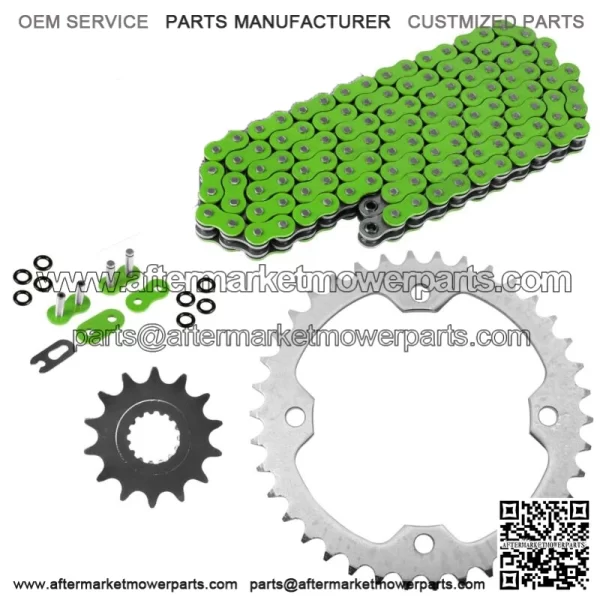 Green O-Ring Drive Chain & Sprockets Kit for Yamaha Raptor 700 YFM700R 2006-16 (For: Yamaha Raptor 700)