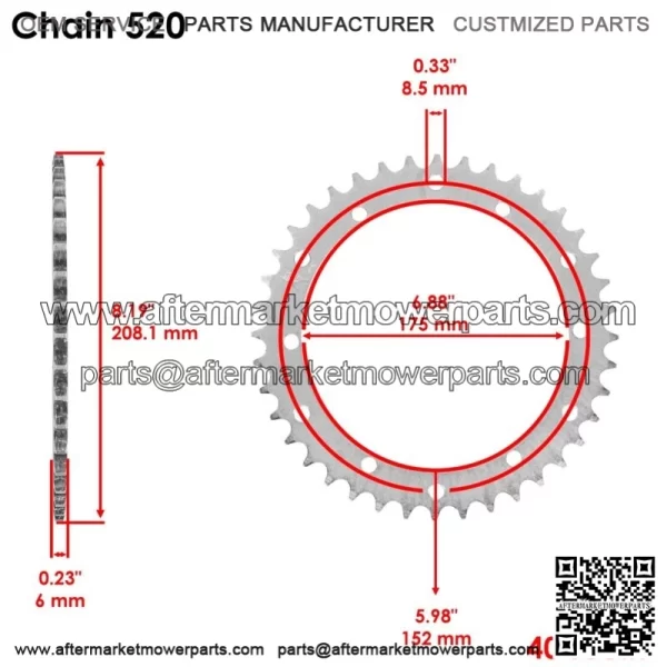 Red O-Ring Drive Chain & Sprockets Kit for Yamaha Blaster 200 YFS200 1988-2006 (For: Yamaha YFS200) - Image 3