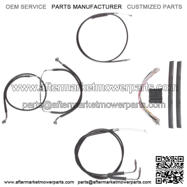 Black +10" Cable & Brake Line Cmpt DD Kit 2008-2017 Harley-Davidson Dyna No ABS (For: Harley-Davidson)