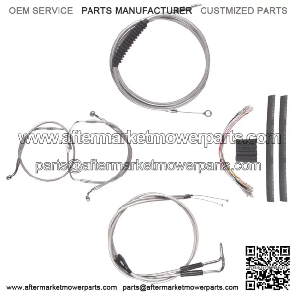 Stainless +14" Cable Brake Line CKit 1996-2001 Harley Touring w/Carb w/Cruise (For: Harley-Davidson)