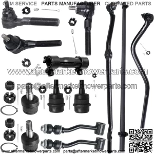 Front 13pc Suspension Kit for 91-01 Jeep Cherokee Comanche, Lower Upper Ball Joints Outer Inner Tie Rod Sway Bar Links Drag Link Track Bar Adjusting Sleeves Replacement