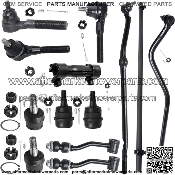 Front 13pc Suspension Kit for 91-01 Jeep Cherokee Comanche, Lower Upper Ball Joints Outer Inner Tie Rod Sway Bar Links Drag Link Track Bar Adjusting Sleeves Replacement