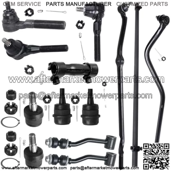 Front 13pc Suspension Kit for 91-01 Jeep Cherokee Comanche, Lower Upper Ball Joints Outer Inner Tie Rod Sway Bar Links Drag Link Track Bar Adjusting Sleeves Replacement - Image 2