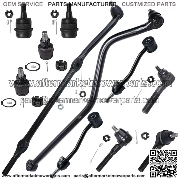 Front 11pc Suspension Kit for 1997-2006 Jeep Wrangler TJ, 4 Ball Joints 3 Tie Rods 2 Sway Bars 1 Drag Link 1 Track Bar 1998 1999 2000 2001 2002 2003 2004 2005 Replacement