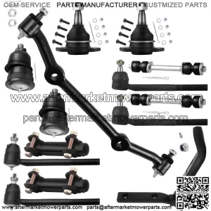 14pcs RWD Front Suspension Kit Idler Arm Inner Outer Tie Rod End Adjusting Sleeve Sway Bar Link Ball Joint Drag Link Fit 1996-2003 For Chevy S10 1996-2001 For GMC Jimmy 1996-2003 Sonoma