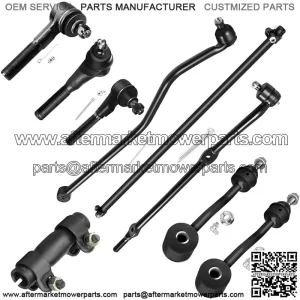 9pcs 4WD Front Suspension Kit Inner Outer Tie Rod End Adjusting Sleeve Sway Bar Link Track Bar Fit 1997-2006 For Jeep Wrangler For Jeep Tj