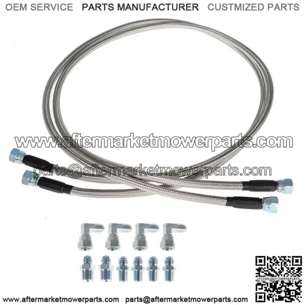 52" Length SS Braided Transmission Cooler Hose Lines Fittings TH350 700R4 TH400