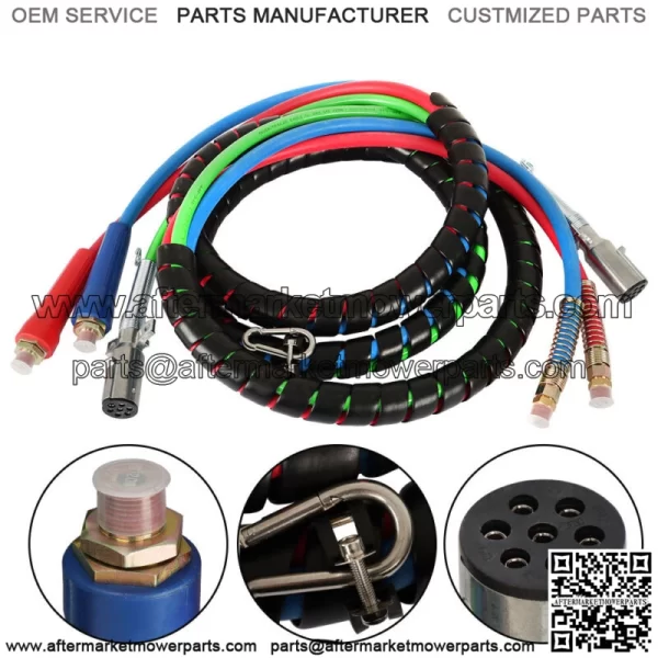 15' 3-in-1 Wrap Set Air Line Hose Assemblies For Semi Truck Tractor Trailer - Image 2