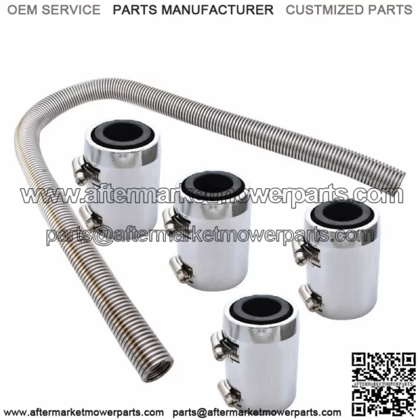 Universal 48" Stainless Steel Radiator Flexible Coolant Water Hose with Caps Kit