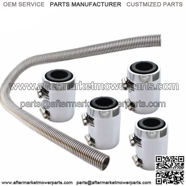 Universal 48" Stainless Steel Radiator Flexible Coolant Water Hose with Caps Kit - Image 2