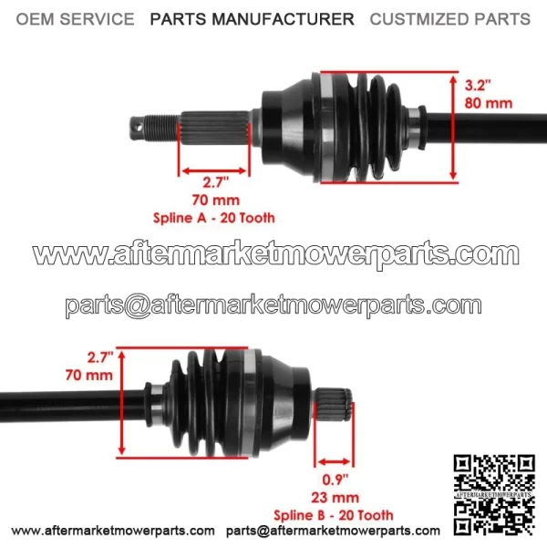 Rear Right And Left CV Joint Axles for Polaris Hawkeye 300 2X4 4X4 2006-2011 (For: Polaris) - Image 3