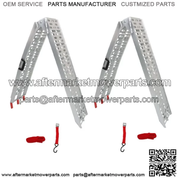 2*Aluminum Loading Ramp Arched For Motorcycle ATV/UTV Truck Lawnmower - Image 2