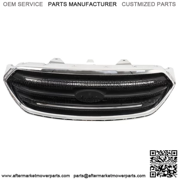 For 2013-2019 Ford Taur Front Upper Grille Matte Black W/Chrome Trim Assembly - Image 3