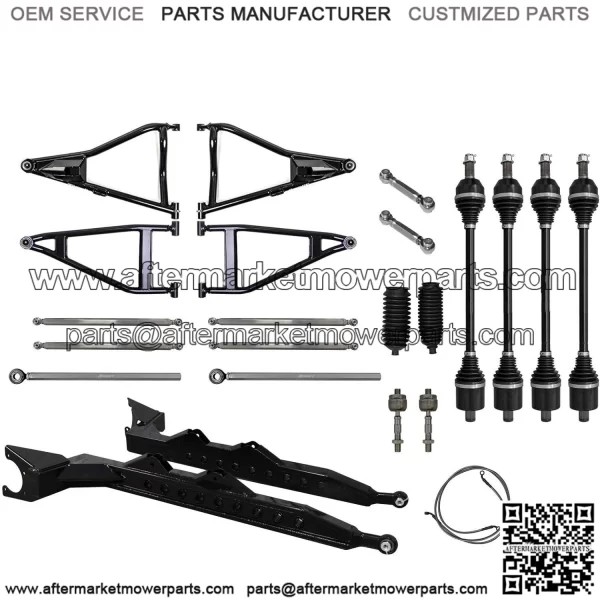3" Chromoly Long Travel Kit for Polaris RZR XP Turbo (2016+) - Black - Includes Rhino 2.0 Axles, A Arms, Ball Joints, Trailing Arms, and more