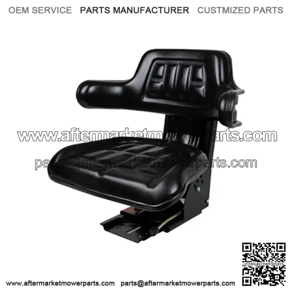 Tractor Seat w/ Backrest Black Base & Slide Track Mower Forklift Seating