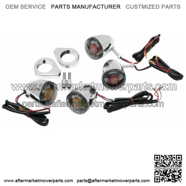 Chrome Deuce Style Front Rear Turn Signal Set Harley Softail Dyna Sportster FXR (For: Harley-Davidson)