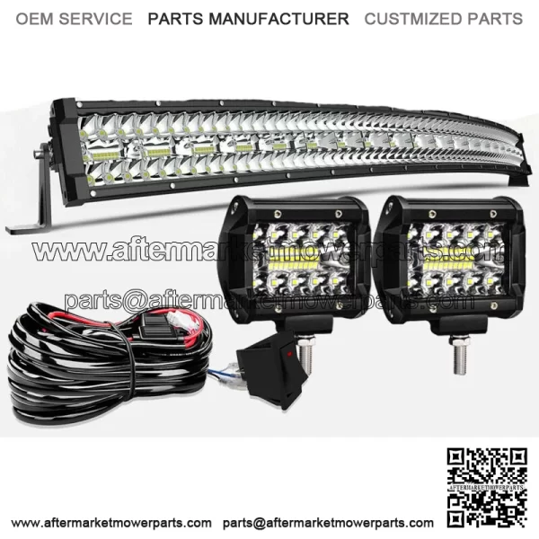 For Kawasaki Teryx 800 750 Mule 610 4010 Roof 50" LED Curved Light Bar+ 4" Pods For: More than one vehicle