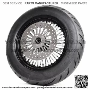16 x 3.5 48 Fat King Spoke Front Wheel Black Chrome Rim Dual Disc Package Tire (For: Harley-Davidson)