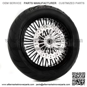 Black Out 18 X 3.5 48 Fat King Spoke Rear Wheel Rim BW Tire Rotor Package Harley (For: Harley-Davidson)