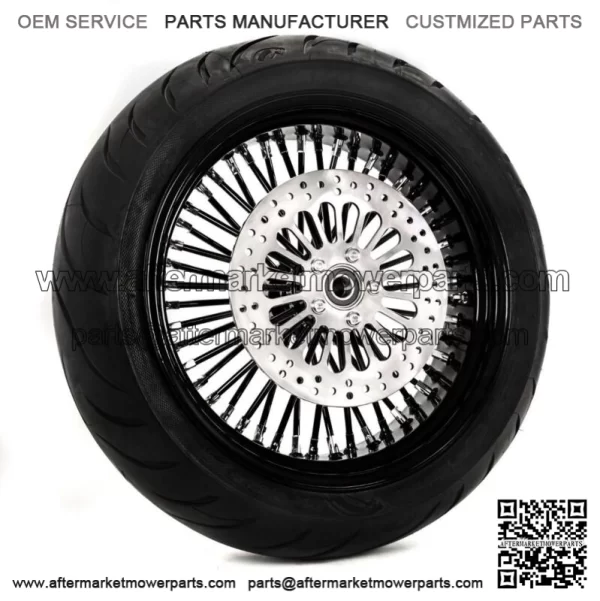 Black Out 18 X 3.5 48 Fat King Spoke Rear Wheel Rim BW Tire Rotor Package Harley (For: Harley-Davidson)
