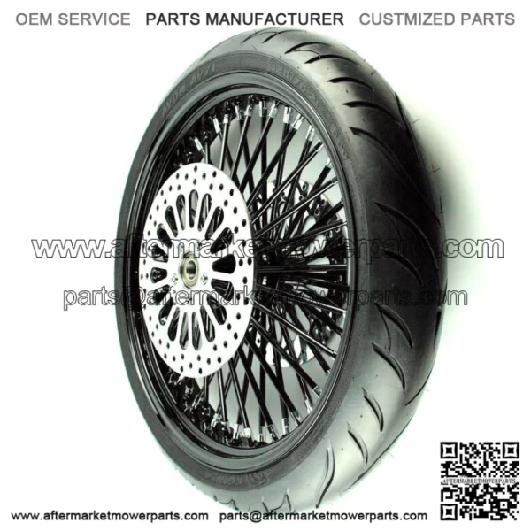 Black 21 X 3.5 52 Fat Spoke Mammoth Front Wheel 120 Tire Package Harley Touring (For: Harley-Davidson)