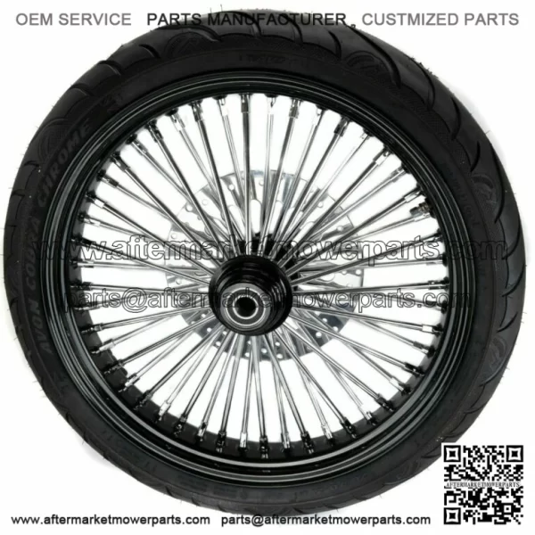 21 3.5 Black Rim 46 Fat King Spoke Front Wheel Package BW Single Disc Harley 08+ (For: Harley-Davidson)