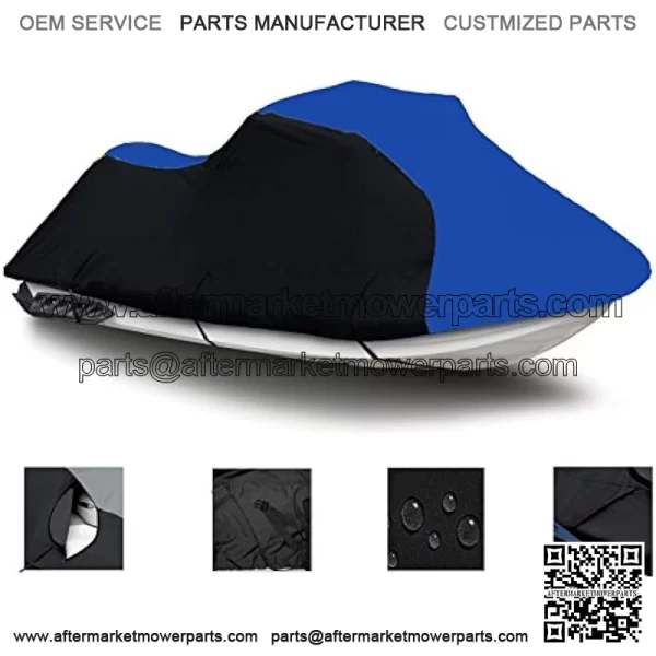 Black/Blue Heavy-Duty, 600 Denier Cover Compatible for Yamaha FZR 2009 2010 2011 2012 2013 2014 2015 2016 Jet Ski PWC Watercraft Cover - Image 2