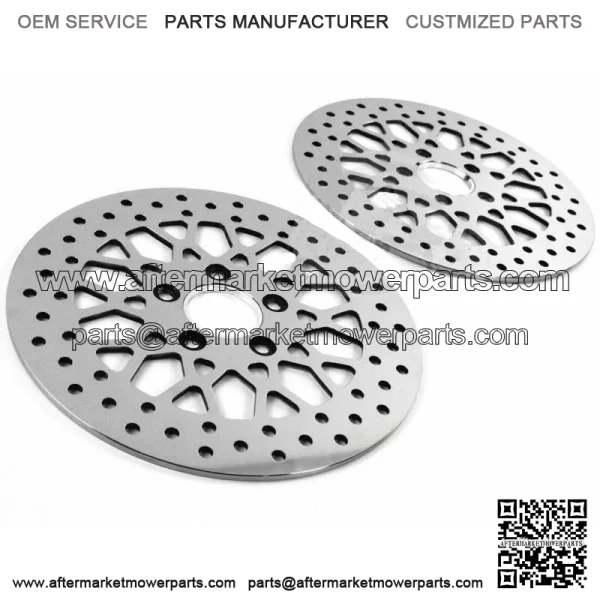 Polished 11.5" Mesh Spoke Stainless Front Rear Disc Brake Rotors Pair Set Harley (For: Harley-Davidson)