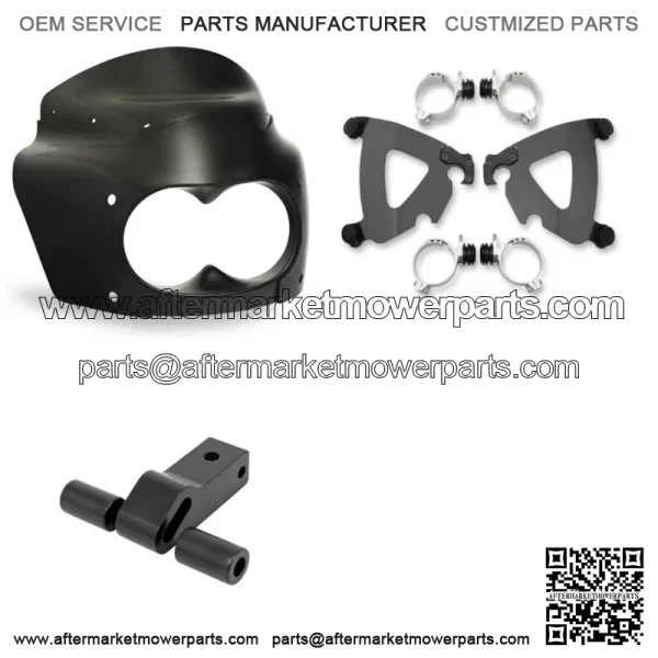Memphis Shades Road Warrior Fairing Mount 11" Dark Black Windshield Harley Dyna (For: Harley-Davidson)