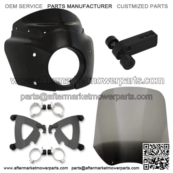 Memphis Shades Road Warrior Fairing 15" Smoke Windshield Black Kit Harley Dyna (For: Harley-Davidson)