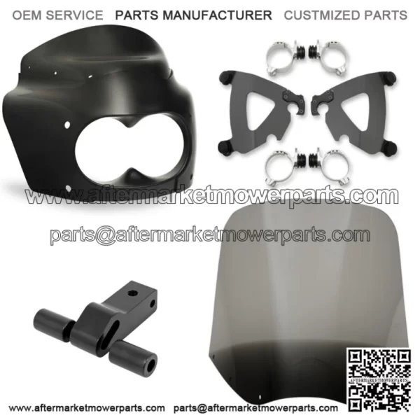 Memphis Shades Road Warrior Fairing Mount 15" Smoke Black Windshield Harley Dyna (For: Harley-Davidson)