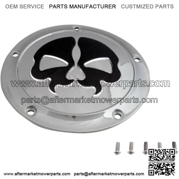 Split Black Skull Derby Cover Accent Chrome 16+ Harley Touring (For: Harley-Davidson)