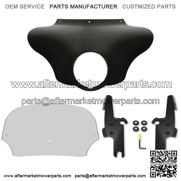 Memphis Shades Batwing Fairing 7" Solar Windshield Black Mounts Harley FLHR 94+ (For: Harley-Davidson)