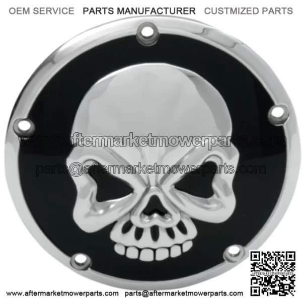 Chrome Skull Derby Cover Accent Black 99-18 Big Twin Harley (For: Harley-Davidson)