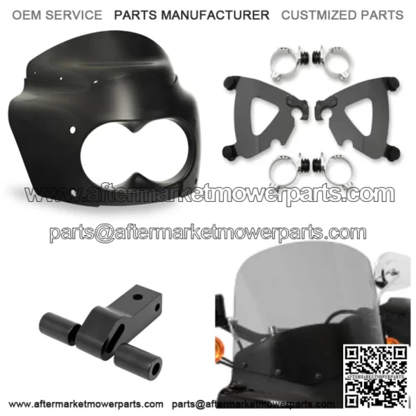 Memphis Shades Road Warrior Fairing Mount 13" Smoke Black Windshield Harley Dyna (For: Harley-Davidson)
