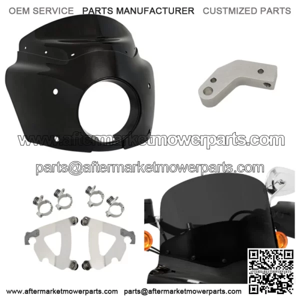 Memphis Shades Road Warrior Fairing 11 Windshield Dark Black Polished Kit Harley (For: Harley-Davidson)