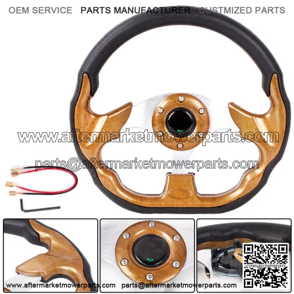 12.5" Woodgrain Golf Cart Steering Wheel For EZGO TXT RXV Yamaha and Club Car