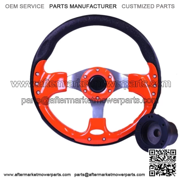Orange Color Golf Cart Steering Wheel w/ Black Hub Adapter for Club Car DS