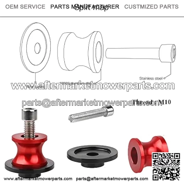 2pcs M10 X1.25 Motorcycle Swing arm Sliders Spools, Fit with Kawasaki Z750 Z750S Z750R Ninja 250 300 400 650 KLE650 ZX10R ER-6N Versys 1000 Yamaha FZR 1000/600R/400 (Red) - Image 3