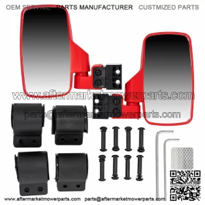 Red Breakaway Side Rear View Mirror for Offroad UTV 1.75 Inch Cage 1998-2019 (For: John Deere Gator HPX HPX815E)