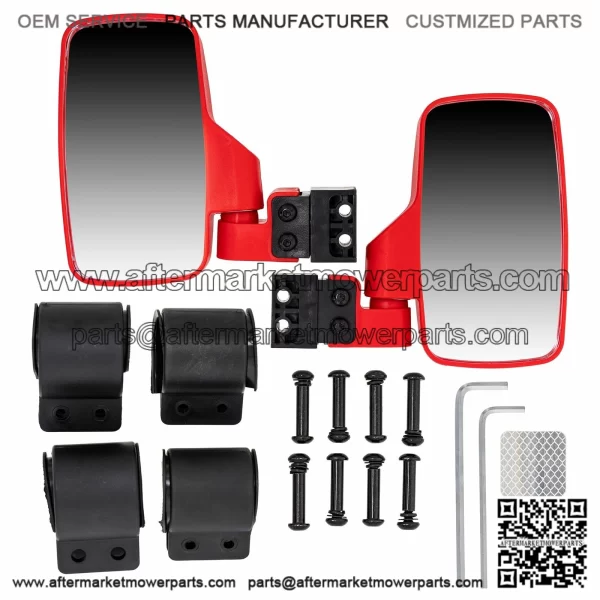Red Breakaway Side Rear View Mirror for Offroad UTV 1.75 Inch Cage 1998-2019 (For: John Deere Gator HPX HPX815E)