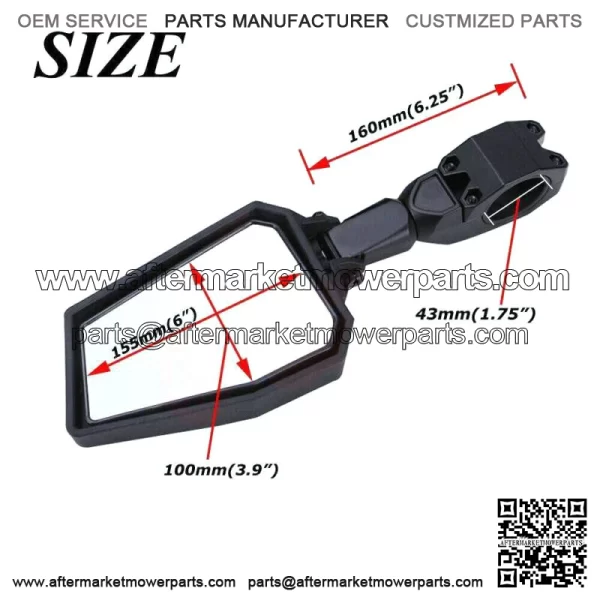 UTV Adjustable Rear View Mirrors 1.75" Bar For Polaris RZR Ranger 800 900 1000 For: More than one vehicle - Image 3