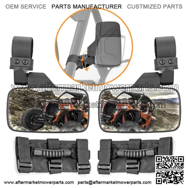 Rear Side View Center Mirror Set 1.75" 2" Clamp For Kawasaki Teryx-4 Mule 1000 For: More than one vehicle