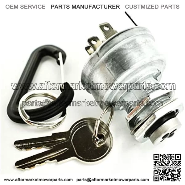 Ignition Switch Replacement for John Deere 1200 1200A Bunker Rakes 800 V40 Aerators - with 2 Keys and Free Carabiner Keychain - Image 2